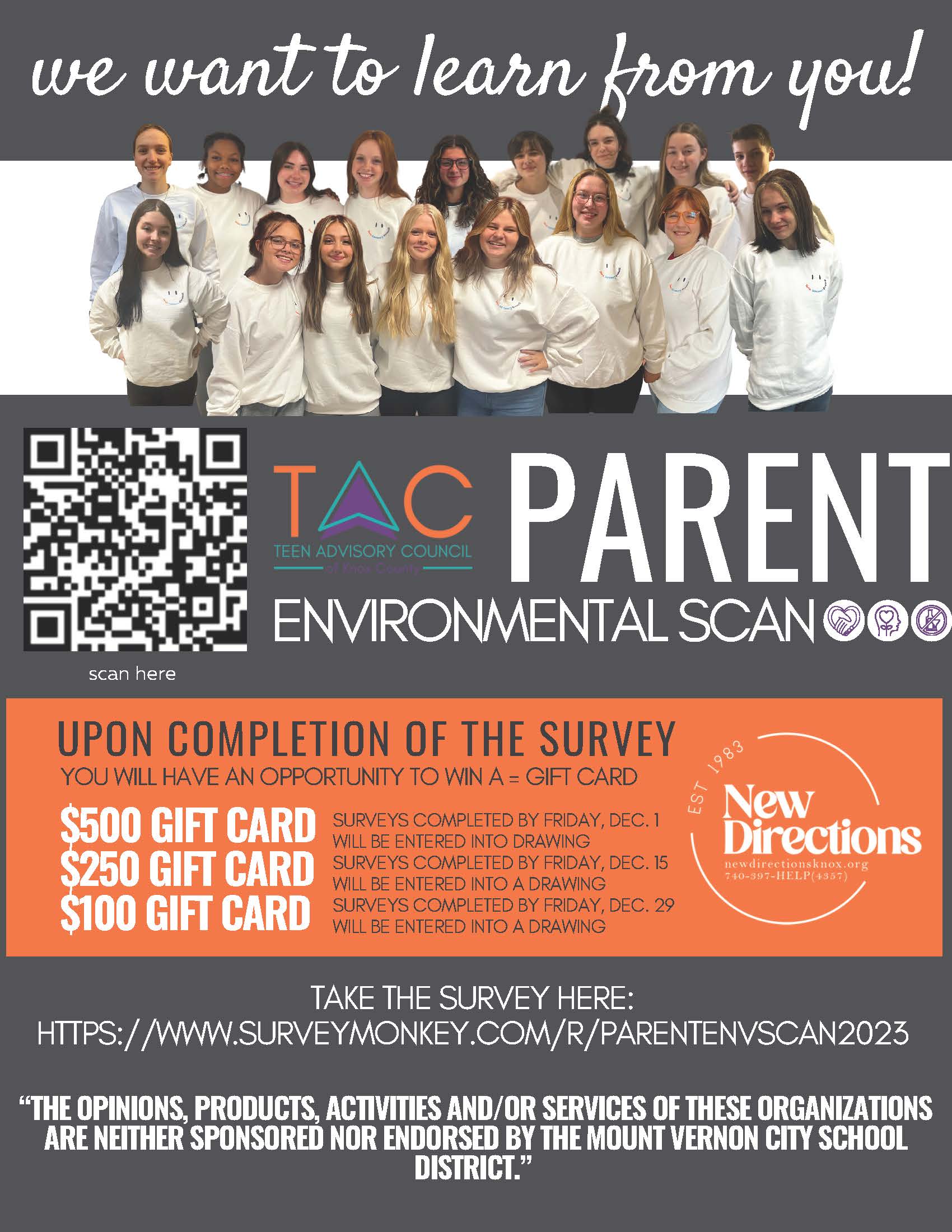 Help TAC out by completing their Parent Environmental Scan!!
